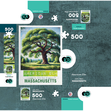 State Trees Series: Massachusetts, American Elm 500 Jigsaw Puzzle box 3D Modell
