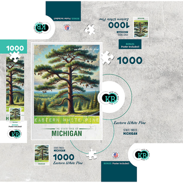 State Trees Series: Michigan, Eastern White Pine 1000 Jigsaw Puzzle box 3D Modell