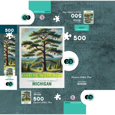 State Trees Series: Michigan, Eastern White Pine 500 Jigsaw Puzzle box 3D Modell