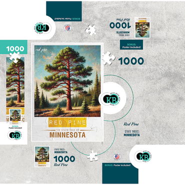 State Trees Series: Minnesota, Red Pine 1000 Jigsaw Puzzle box 3D Modell