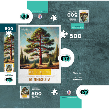 State Trees Series: Minnesota, Red Pine 500 Jigsaw Puzzle box 3D Modell