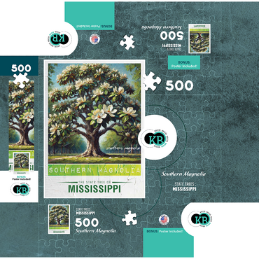 State Trees Series: Mississippi, Southern Magnolia 500 Jigsaw Puzzle box 3D Modell