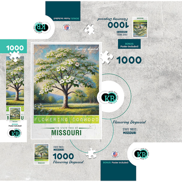 State Trees Series: Missouri, Flowering Dogwood 1000 Jigsaw Puzzle box 3D Modell