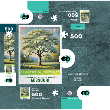 State Trees Series: Missouri, Flowering Dogwood 500 Jigsaw Puzzle box 3D Modell