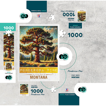 State Trees Series: Montana, Ponderosa Pine 1000 Jigsaw Puzzle box 3D Modell