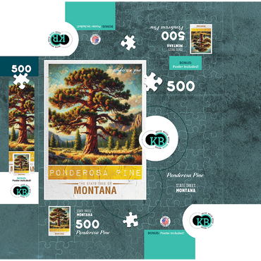 State Trees Series: Montana, Ponderosa Pine 500 Jigsaw Puzzle box 3D Modell