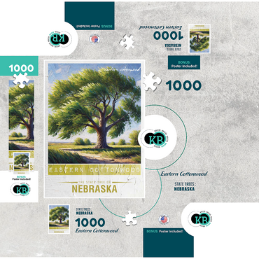 State Trees Series: Nebraska, Eastern Cottonwood 1000 Jigsaw Puzzle box 3D Modell