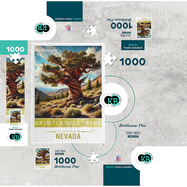State Trees Series: Nevada, Bristlecone Pine 1000 Jigsaw Puzzle box 3D Modell