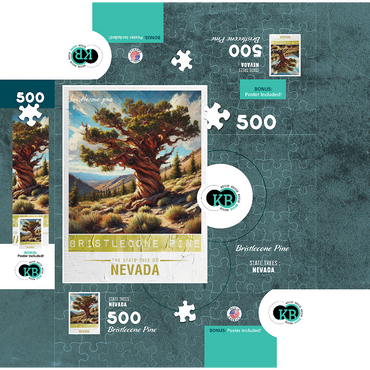 State Trees Series: Nevada, Bristlecone Pine 500 Jigsaw Puzzle box 3D Modell