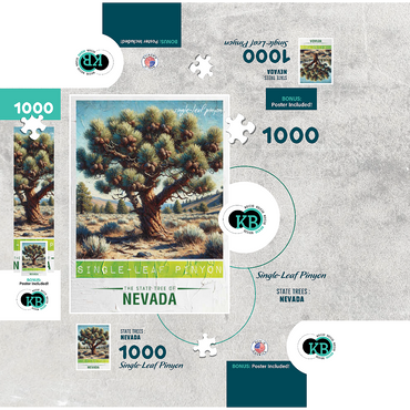 State Trees Series: Nevada, Single-Leaf Pinyon 1000 Jigsaw Puzzle box 3D Modell