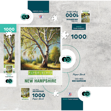 State Trees Series: New Hampshire, Paper Birch 1000 Jigsaw Puzzle box 3D Modell