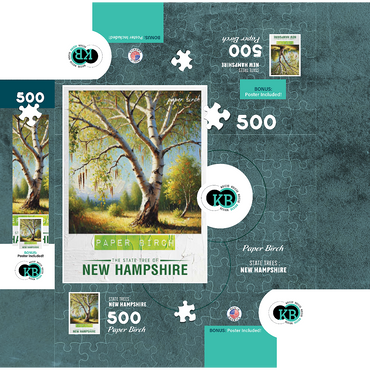 State Trees Series: New Hampshire, Paper Birch 500 Jigsaw Puzzle box 3D Modell