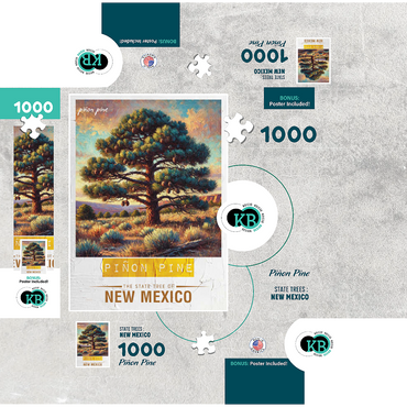 State Trees Series: New Mexico, Piñon Pine 1000 Jigsaw Puzzle box 3D Modell