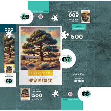 State Trees Series: New Mexico, Piñon Pine 500 Jigsaw Puzzle box 3D Modell