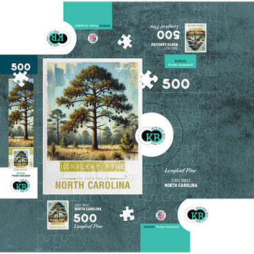 State Trees Series: North Carolina, Longleaf Pine 500 Jigsaw Puzzle box 3D Modell