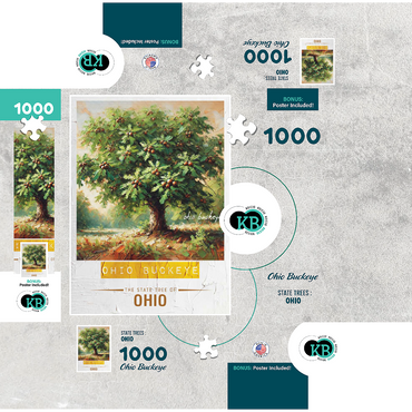 State Trees Series: Ohio, Ohio Buckeye 1000 Jigsaw Puzzle box 3D Modell