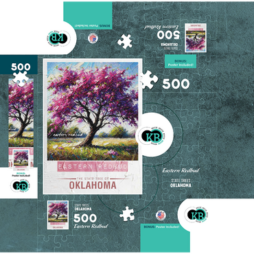 State Trees Series: Oklahoma, Eastern Redbud 500 Jigsaw Puzzle box 3D Modell