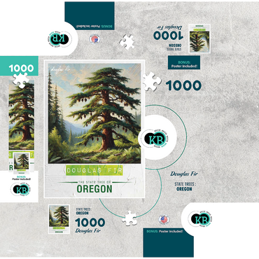 State Trees Series: Oregon, Douglas Fir 1000 Jigsaw Puzzle box 3D Modell