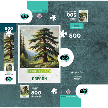 State Trees Series: Oregon, Douglas Fir 500 Jigsaw Puzzle box 3D Modell