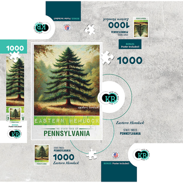 State Trees Series: Pennsylvania, Eastern Hemlock 1000 Jigsaw Puzzle box 3D Modell