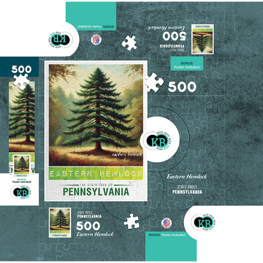 State Trees Series: Pennsylvania, Eastern Hemlock 500 Jigsaw Puzzle box 3D Modell