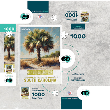 State Trees Series: South Carolina, Sabal Palm 1000 Jigsaw Puzzle box 3D Modell