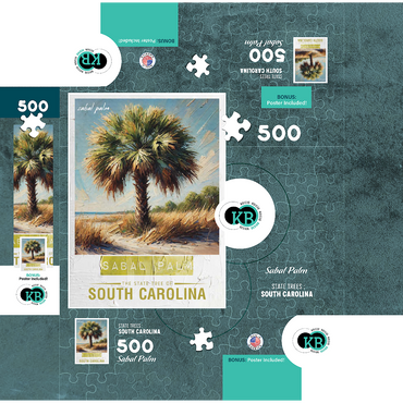 State Trees Series: South Carolina, Sabal Palm 500 Jigsaw Puzzle box 3D Modell