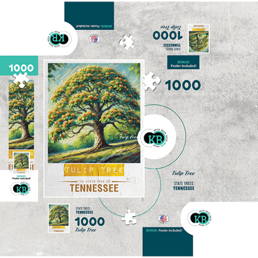 State Trees Series: Tennessee, Tulip Tree 1000 Jigsaw Puzzle box 3D Modell