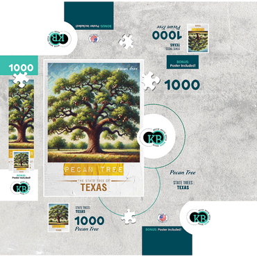 State Trees Series: Texas, Pecan Tree 1000 Jigsaw Puzzle box 3D Modell