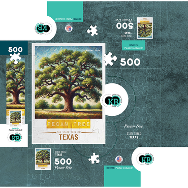 State Trees Series: Texas, Pecan Tree 500 Jigsaw Puzzle box 3D Modell
