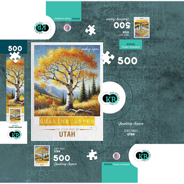 State Trees Series: Utah, Quaking Aspen 500 Jigsaw Puzzle box 3D Modell
