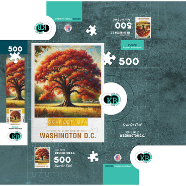 State Trees Series: Washington D.C., Scarlet Oak in the Fall 500 Jigsaw Puzzle box 3D Modell