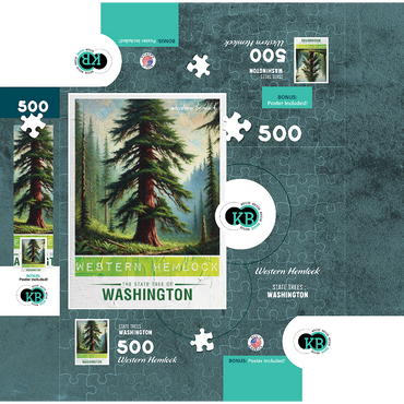 State Trees Series: Washington, Western Hemlock 500 Jigsaw Puzzle box 3D Modell