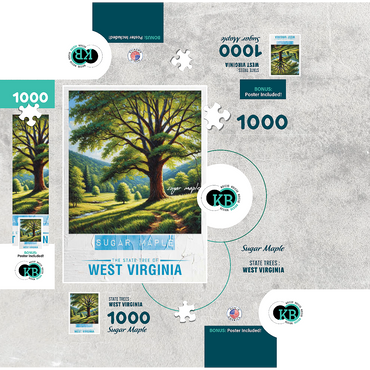 State Trees Series: West Virginia, Sugar Maple 1000 Jigsaw Puzzle box 3D Modell