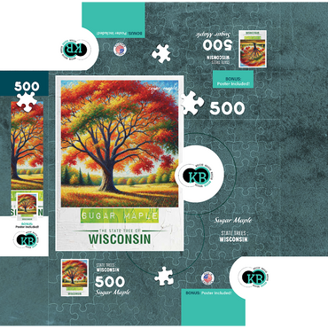State Trees Series: Wisconsin, Sugar Maple 500 Jigsaw Puzzle box 3D Modell