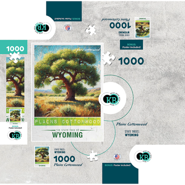 State Trees Series: Wyoming, Plains Cottonwood 1000 Jigsaw Puzzle box 3D Modell