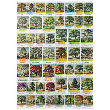 puzzleplate Collage: 50 State Trees Poster, vol.1 1000 Jigsaw Puzzle