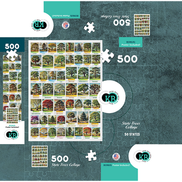 Collage: 50 State Trees Poster, vol.1 500 Jigsaw Puzzle box 3D Modell