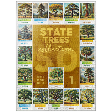 puzzleplate State Trees Series: 50 State Trees Collage, Part 1 of 3 1000 Jigsaw Puzzle
