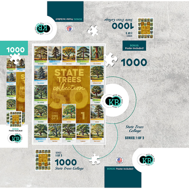 State Trees Series: 50 State Trees Collage, Part 1 of 3 1000 Jigsaw Puzzle box 3D Modell