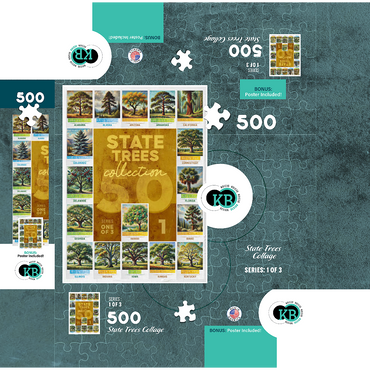 State Trees Series: 50 State Trees Collage, Part 1 of 3 500 Jigsaw Puzzle box 3D Modell