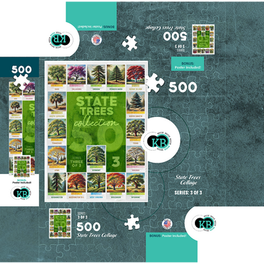 State Trees Series: 50 State Trees Collage, Part 3 of 3 500 Jigsaw Puzzle box 3D Modell
