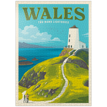 puzzleplate Wales: Tŵr Mawr Lighthouse, Vintage Poster 1000 Jigsaw Puzzle