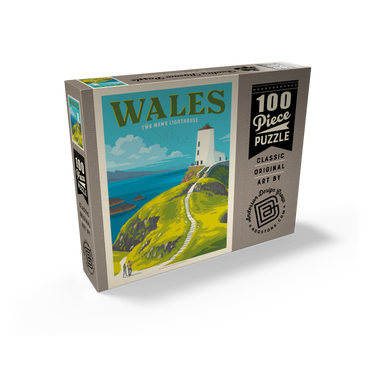 Wales: Tŵr Mawr Lighthouse, Vintage Poster 100 Jigsaw Puzzle box view2