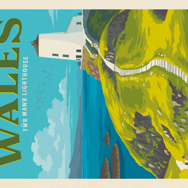 Wales: Tŵr Mawr Lighthouse, Vintage Poster 100 Jigsaw Puzzle 3D Modell