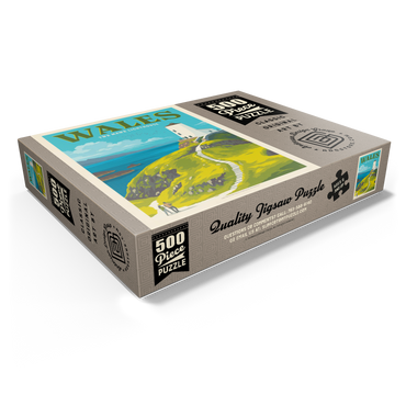 Wales: Tŵr Mawr Lighthouse, Vintage Poster 500 Jigsaw Puzzle box view1