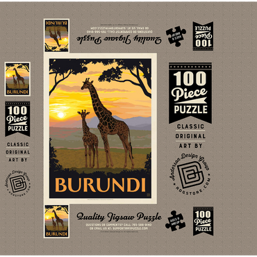 Burundi, Africa, Vintage Poster 100 Jigsaw Puzzle box 3D Modell