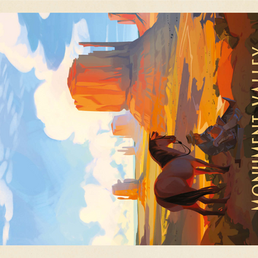 Monument Valley Navajo Tribal Park: Magical Moment, Vintage Poster 1000 Jigsaw Puzzle 3D Modell