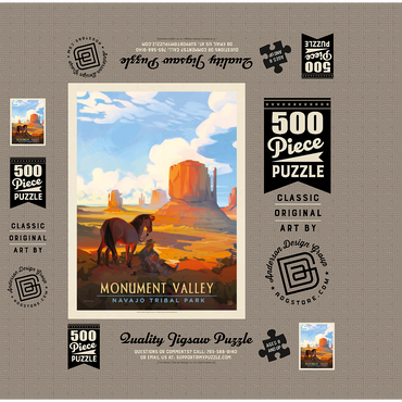 Monument Valley Navajo Tribal Park: Magical Moment, Vintage Poster 500 Jigsaw Puzzle box 3D Modell