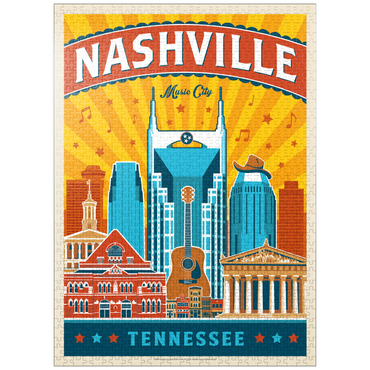 puzzleplate Nashville Landmarks, Vintage Poster 1000 Jigsaw Puzzle
